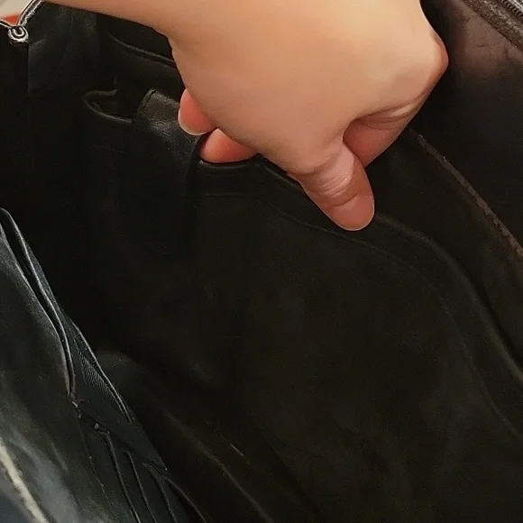 Great Condition Perlina Vintage Black Leather Laptop Bag/Briefcase Tote - Picture 9 of 13